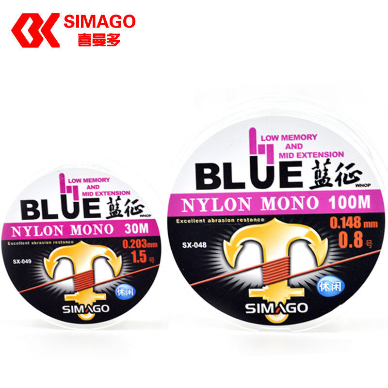 喜曼多鱼线主线/鱼线子线蓝征30/100m尼龙线钓鱼线进口钓线渔线组