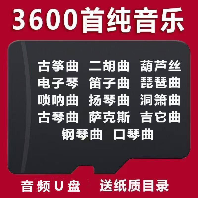 电子琴歌曲萨克斯口琴吉他二胡轻音乐古筝笛子葫芦丝全集伴奏U盘