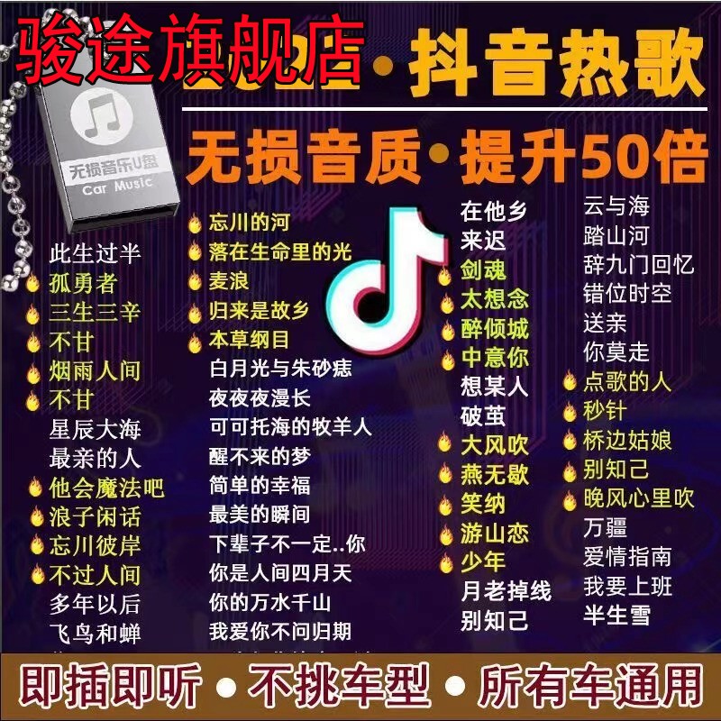 无损汽车车载音乐U盘抖音款流行优盘64G汽车用品MP3即插即听无损1