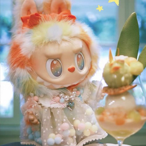 拉布布娃衣38厘米大娃彩虹梦幻蝴蝶结公主裙labubu可穿娃衣连衣裙