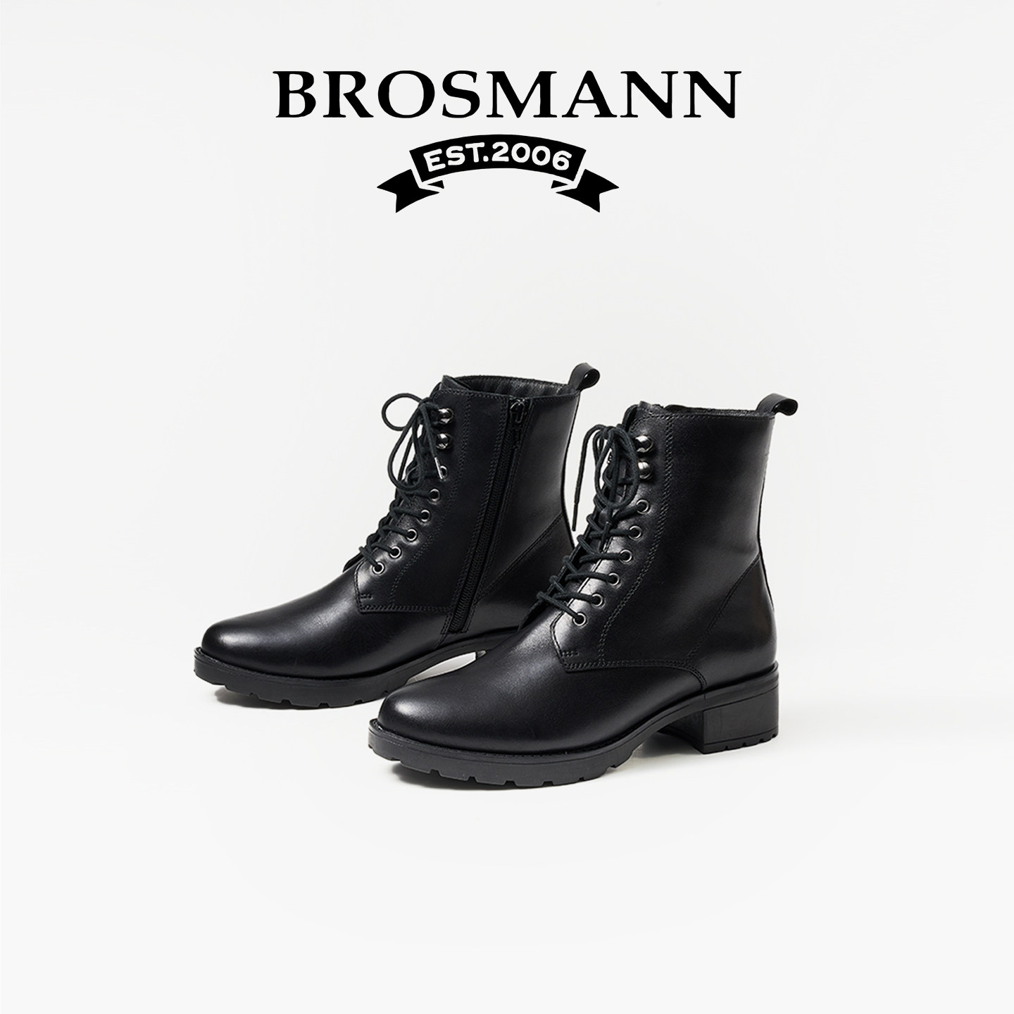 宝舒曼加绒马丁靴复古