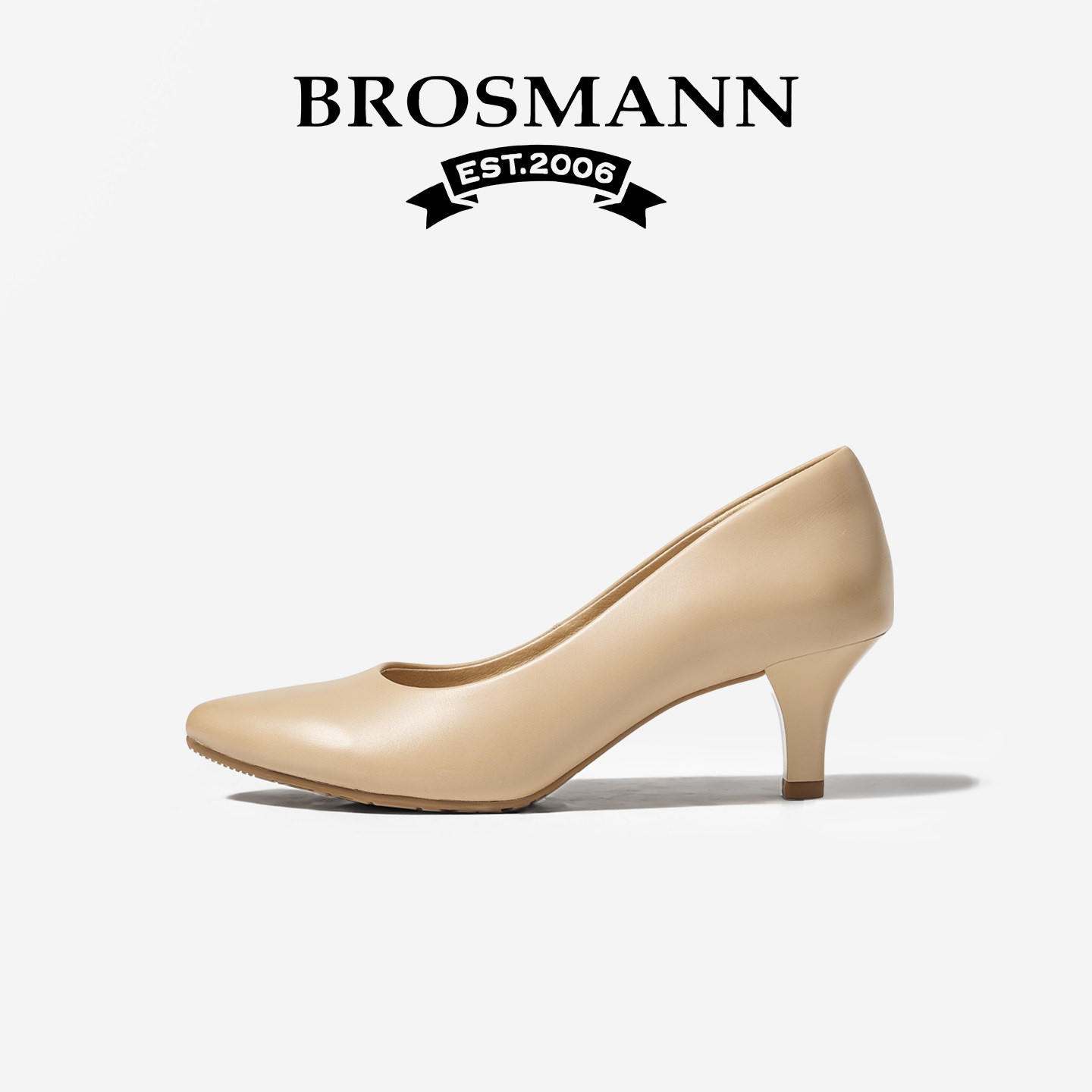 宝舒曼真皮防滑静音浅口高跟鞋女2026新款春款工装鞋女鞋通勤单鞋