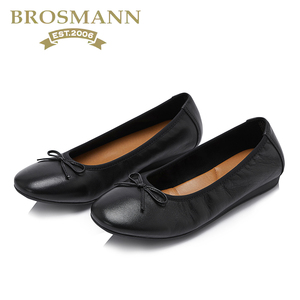 宝舒曼秋季新款浅口单鞋女平底舒适低跟软底芭蕾舞鞋真皮B2301