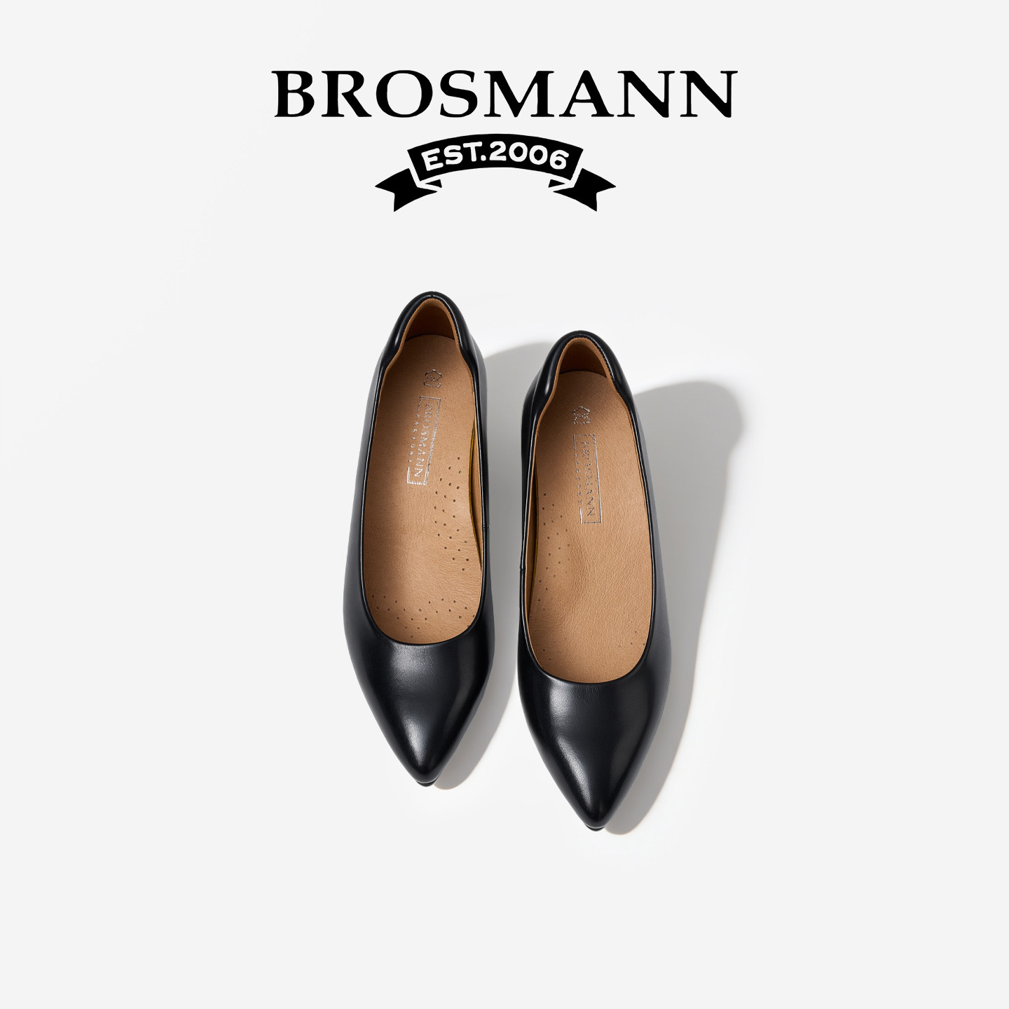 宝舒曼真皮尖头高跟鞋女气质高级感不累脚5CM粗跟百搭单鞋工作鞋