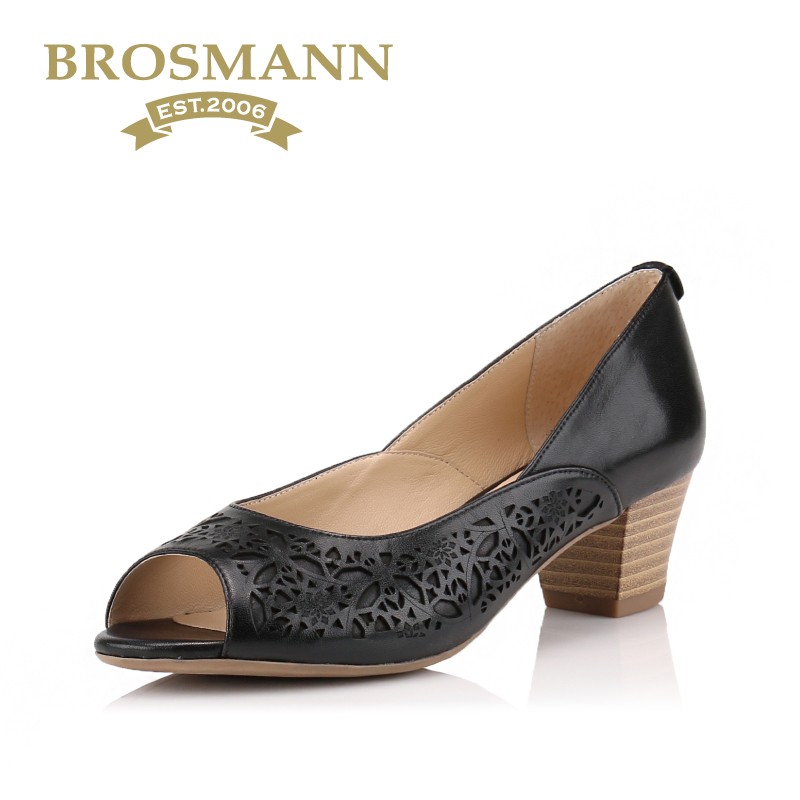BROSMANN/寶舒曼2018春夏新品牛皮鐳射雕花拼接都會魚嘴鞋C50909在類目 女鞋, 涼鞋中 - 來自Buy2taobao.com提供專業的淘寶代購服務