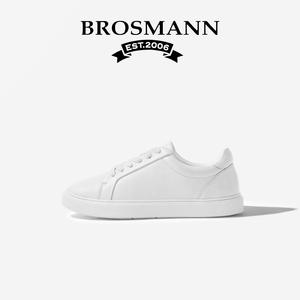 宝舒曼春季新款真皮休闲小白鞋