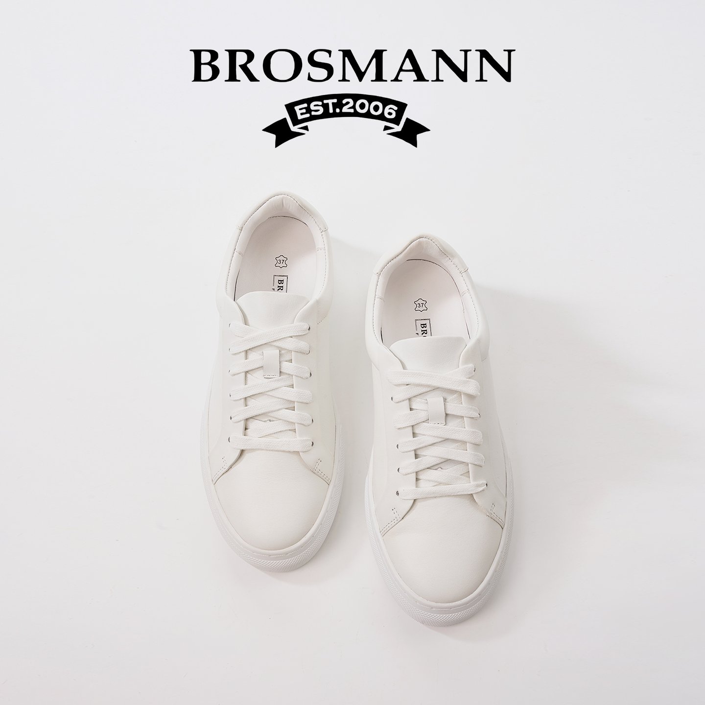 BROSMANN头层牛皮透气休闲板鞋