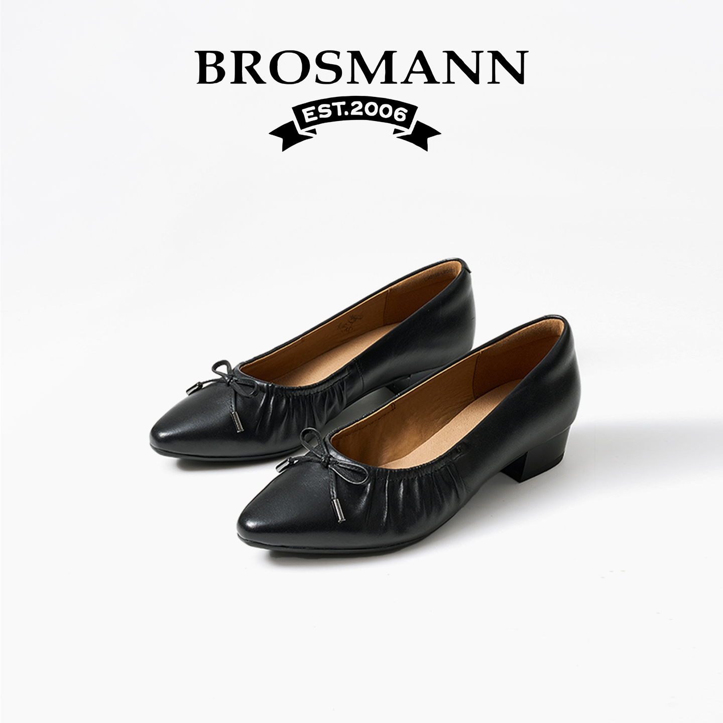 宝舒曼尖头平底真皮单鞋