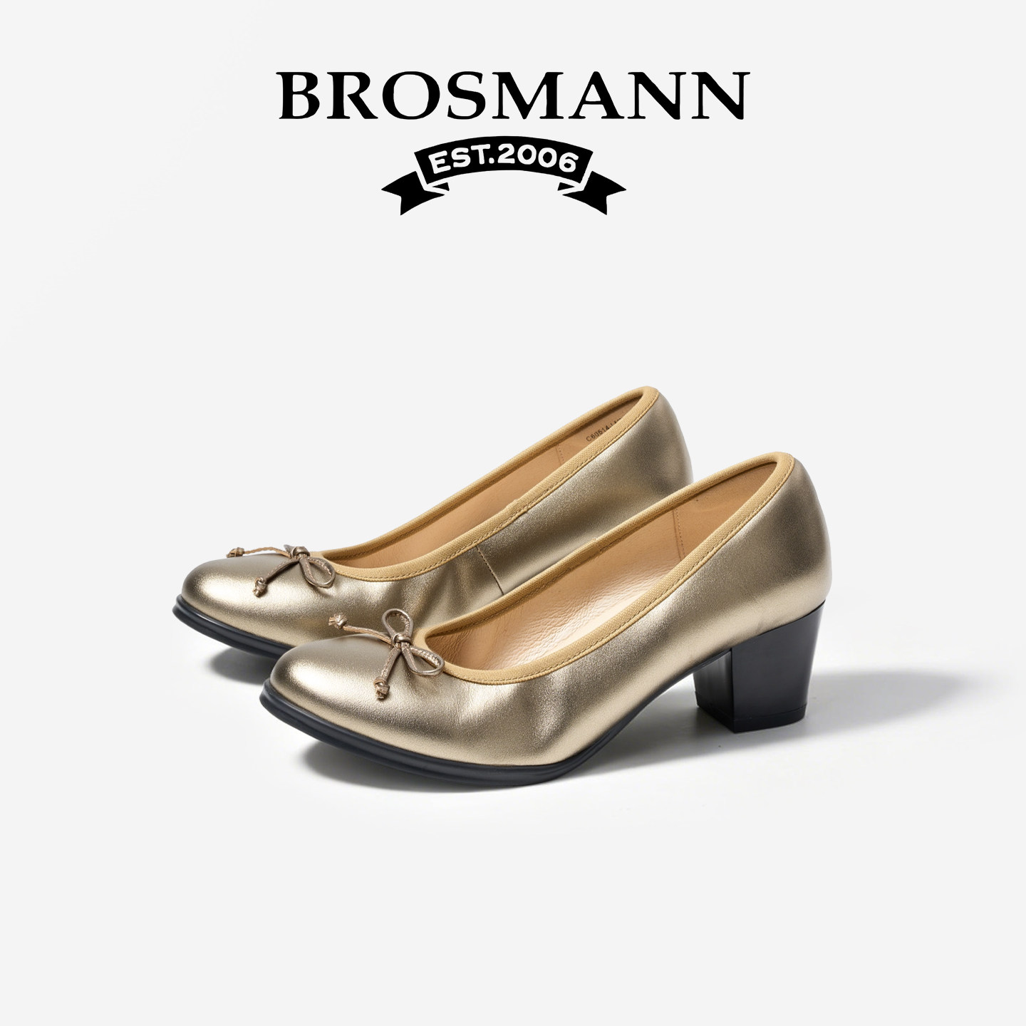 宝舒曼真皮高跟单鞋女春季新款粗跟软底不累脚舒适气质工作鞋女鞋