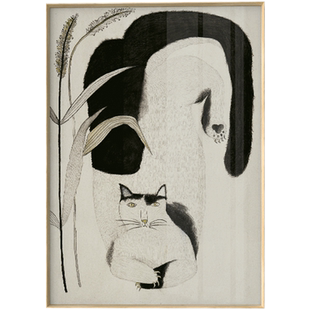 仟象映画北欧客厅装饰画巨幅落地画沙发背景墙挂画现代简约壁画猫