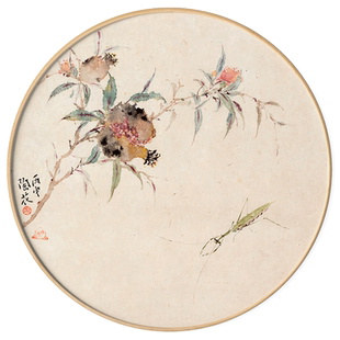 陶花X仟象映画 新中式卧室圆形装饰画床头挂画玄关宋氏美学壁画