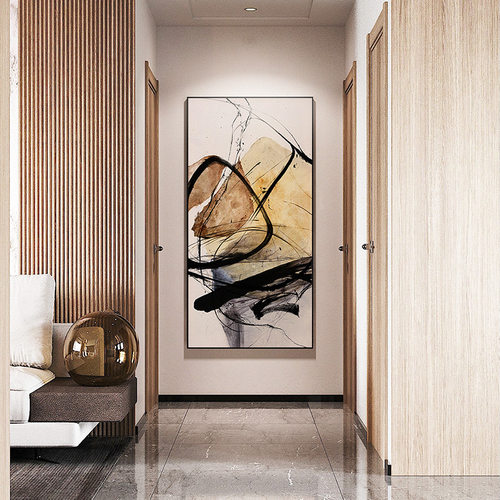 竖版抽象风走廊过道简约入户壁画