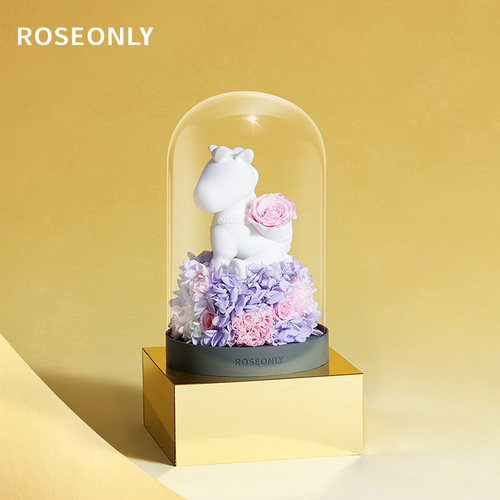 ROSEONLY甜心兔钟罩永生花