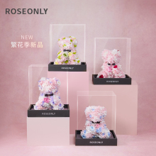 ROSEONLY诺誓高级定制MINI甜心兔熊公仔永生花玫瑰送女友表白礼物