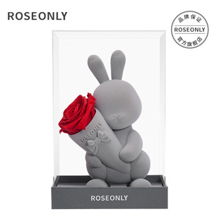 【214情人节】ROSEONLY诺誓永生花甜心兔玫瑰花礼盒送女友爱人