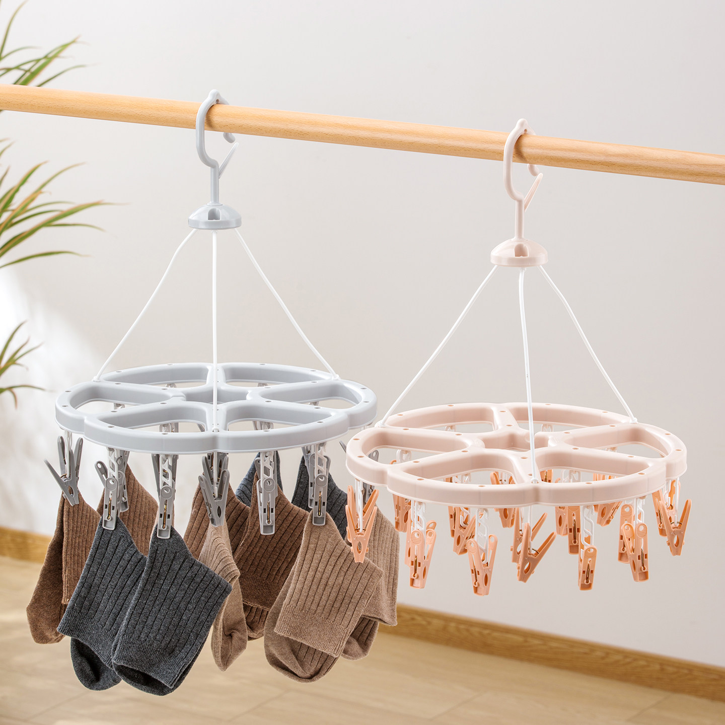 茶花袜子晾晒架多夹子阳台专用挂内衣晒内裤防风家用多功能晾衣架,收纳整理,多夹子晾衣架,淘宝优惠券,粉丝福利购,淘宝优惠卷