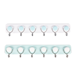 茶花挂钩一排强力粘胶免打孔厨房门后墙壁挂衣架浴室承重粘钩贴墙