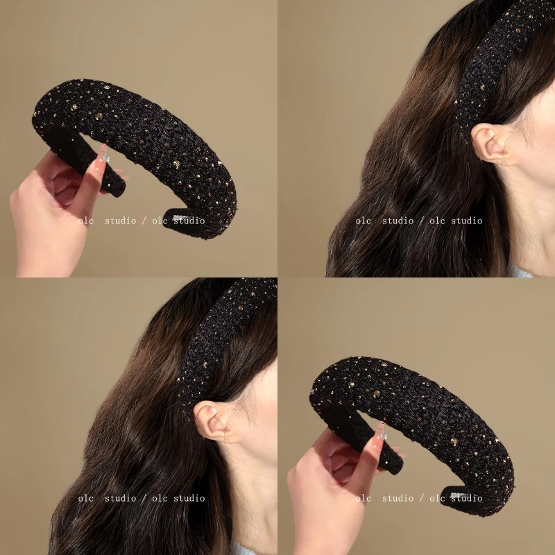 复古黑宽边发箍2024新款港风