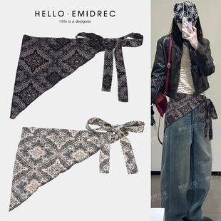 三角巾腰封叠穿丝巾屁帘裤子配饰女宽腰带Y2K亚文化爵士舞腰巾