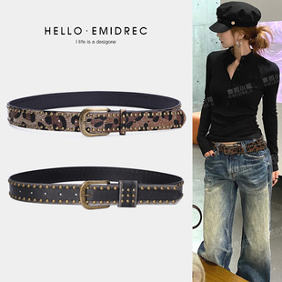 豹纹皮带女款配牛仔裤腰带宽黑色高级感时尚百搭2025新款复古粗