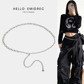 高级感腰链配饰女细银色金属链条腰带配牛仔裤 子挂链挂件 带钻裤