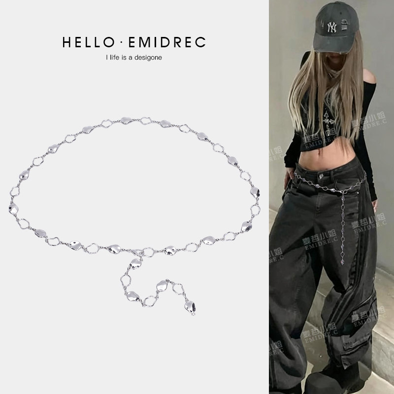 裤链配饰女银色金属链条腰带简约时尚百搭欧美风腰链装饰配牛仔裤