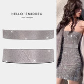 腰带女宽腰封装 饰连衣裙配毛衣裙子礼服百搭重工镶钻松紧弹力皮带