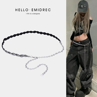 设计感小众水钻腰链配饰女细爵士舞腰搭裤子挂饰街舞配件嘻腰饰