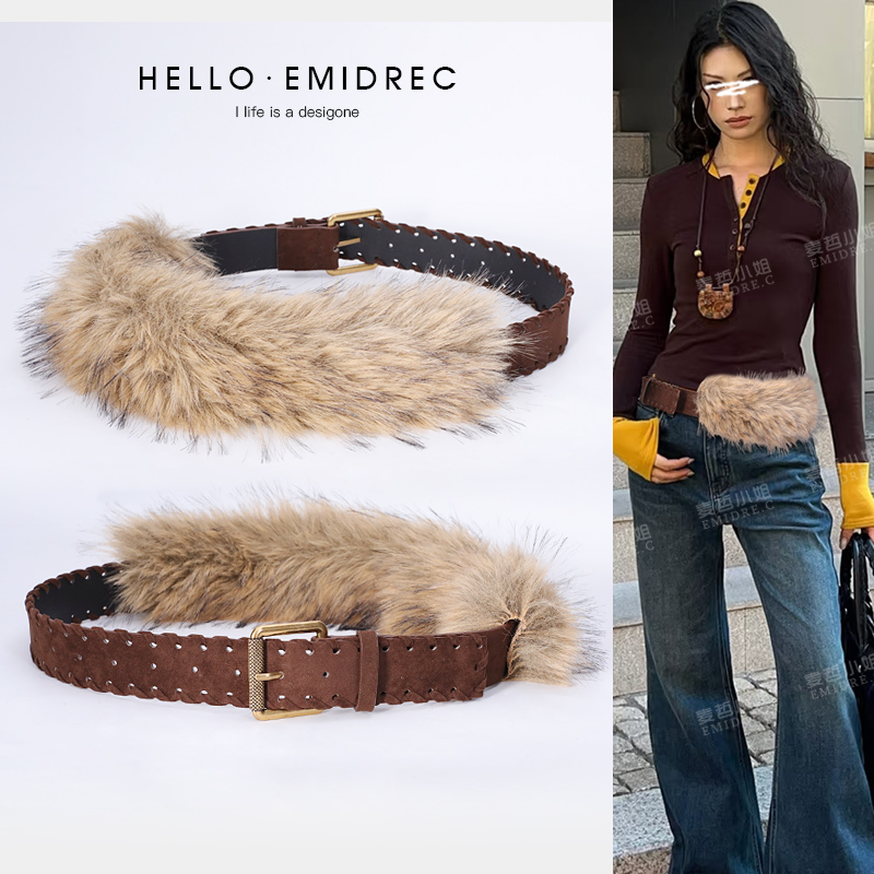 麦哲小姐波西米亚亚文化棕色腰带