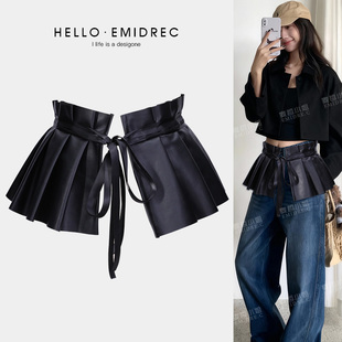 高级感屁帘腰封叠穿爵士舞腰带配饰女宽裙帘黑色朋克复古嘻哈腰饰