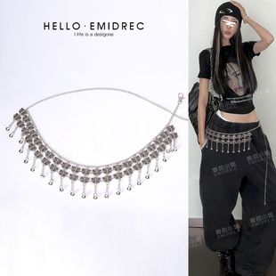 复古低腰金属腰链配饰爵士舞流苏腰带女配裤子跳舞裤链挂饰欧美风