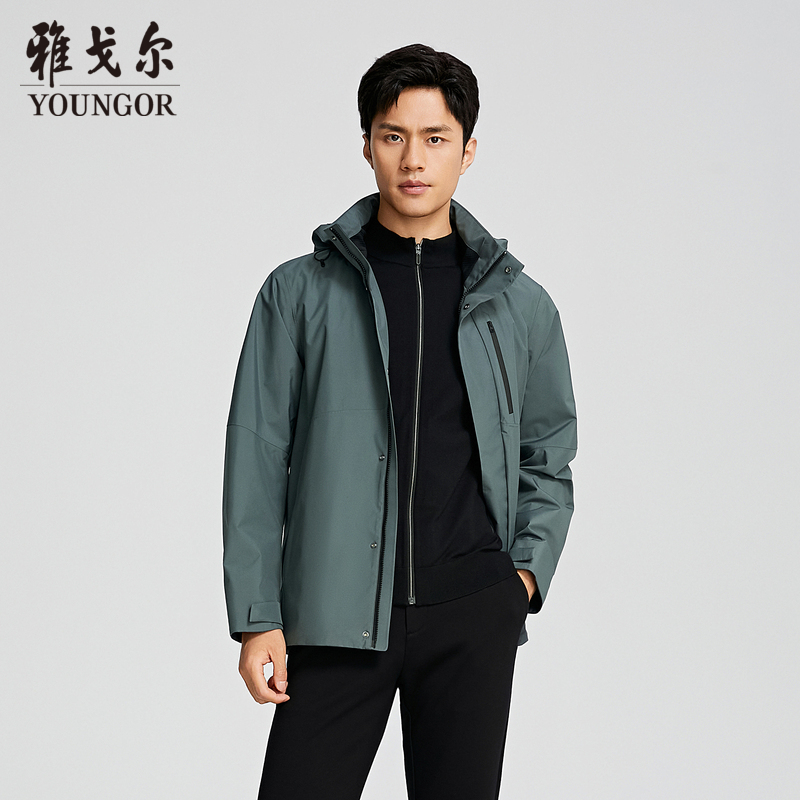 雅戈尔立领可脱帽春季标准茄克