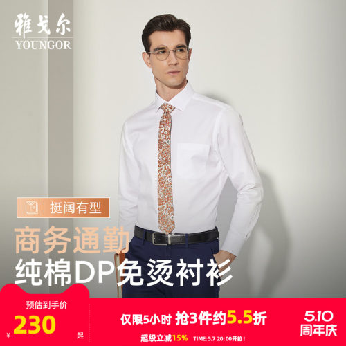 高级新疆纯棉dp免烫长袖衬衫官方