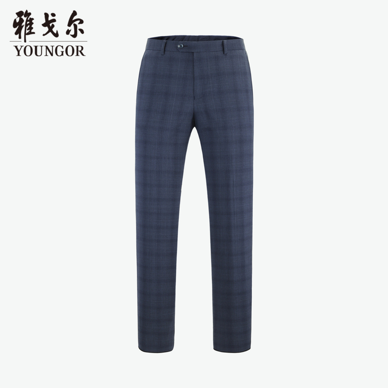 【商场同款】雅戈尔男士西裤春季灰蓝苏格兰纹正装西服裤男S1143