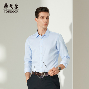 男士 衬衫 雅戈尔长袖 休闲纯棉DP免烫条纹上班衬衣2010 商场同款