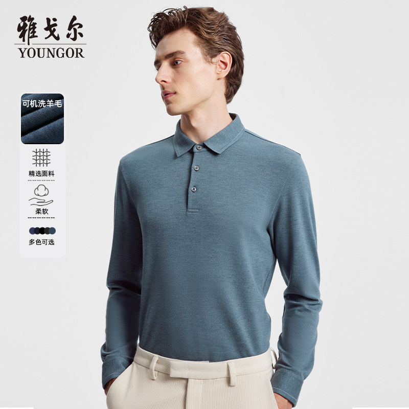 【可机洗羊毛混纺】雅戈尔男士长袖Polo衫秋季商务休闲翻领T恤属于什么档次？