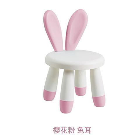 Children's chairs, backrest chairs, plastic thickened kindergarten baby cartoon small board chairs, cute and non slip household chairs (1627207:24001073594:Color classification:Rabbit ear light pink and white two-color children's stool)