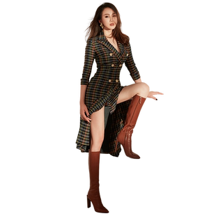 颈袖添香秋季新款风衣时尚气质修身ol中长款刚柔并济女士外套