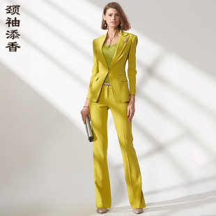 长裤 女小西装 正装 职业通勤修身 颈袖 商务西服气质时尚 添香职业套装