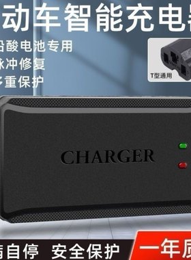 适用酷车联盟骏越电动车电瓶车通充电器36V48V12Ah48V20Ah60V72V