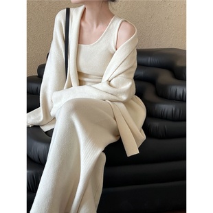 高级感超好看的气质韩系chic软糯毛衣针织开衫套装女秋冬独特漂亮