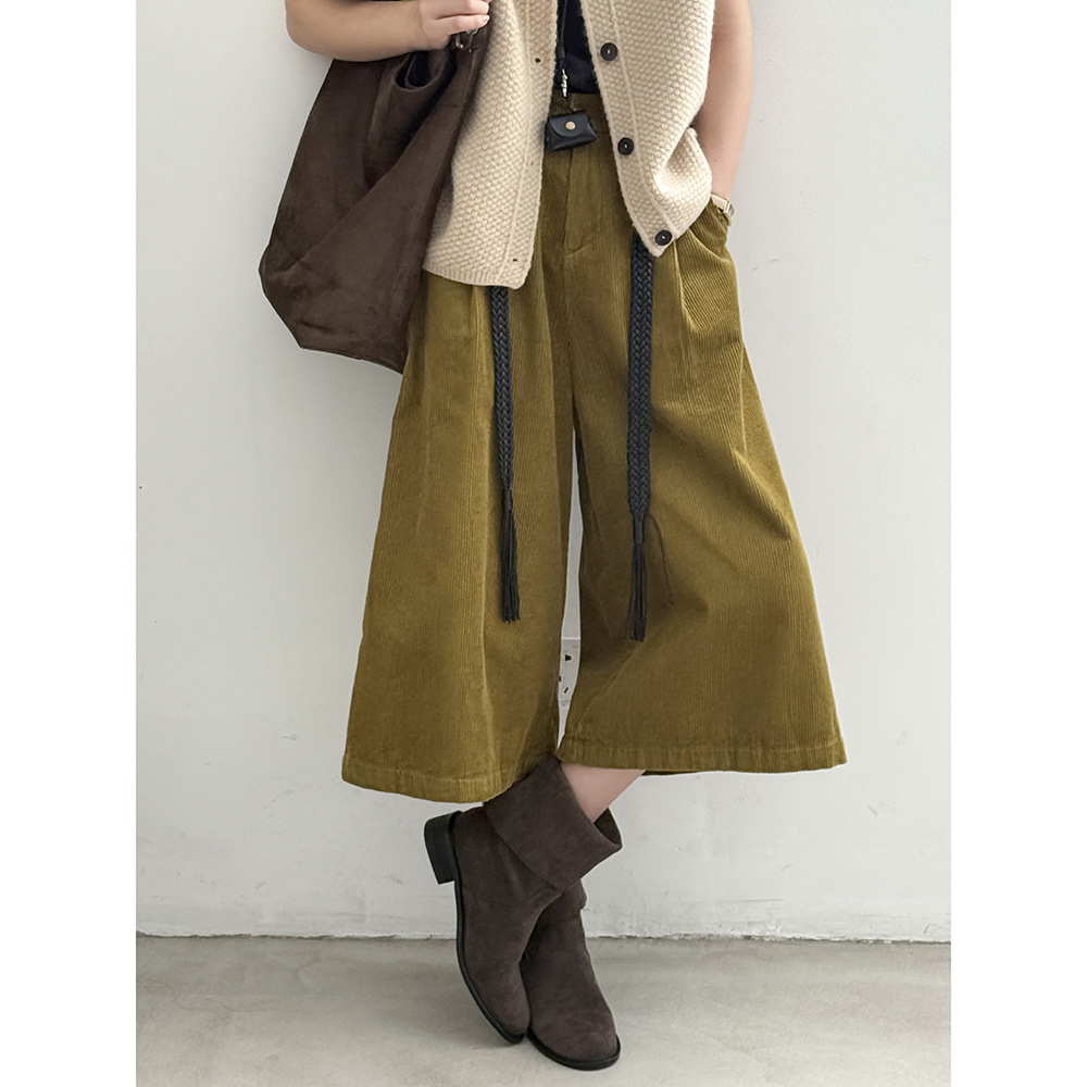 巨好看的七分灯芯绒阔腿裤