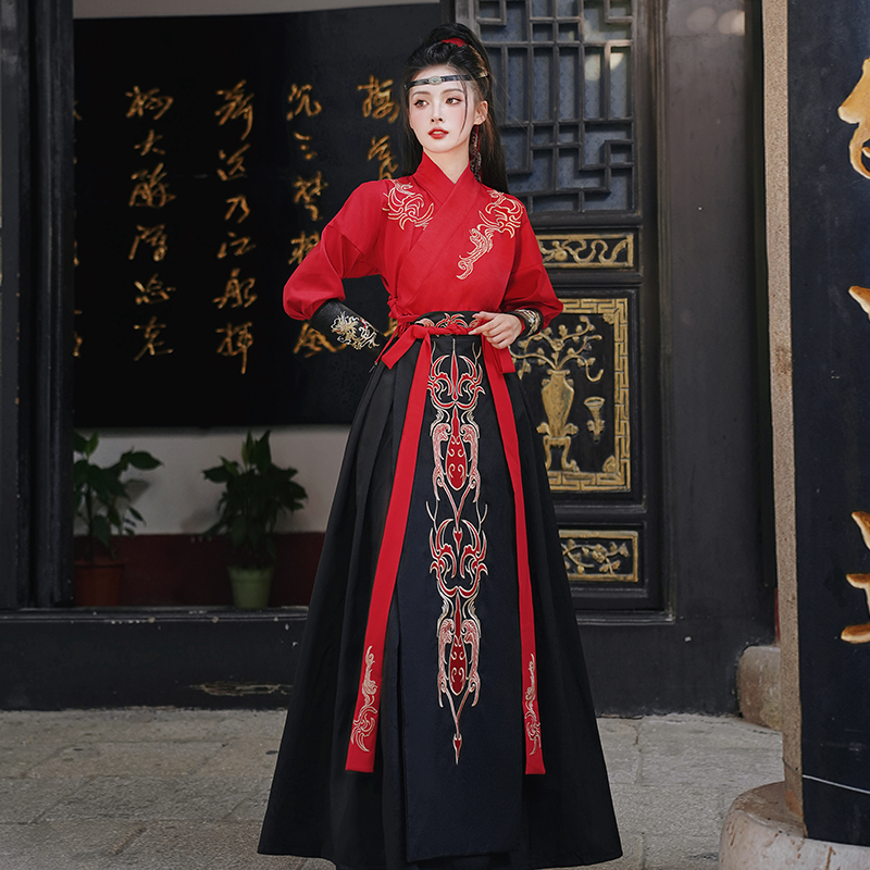 侠客风汉服女剑客侠女风古装套装女中国风高端秦汉宋制春秋一整套