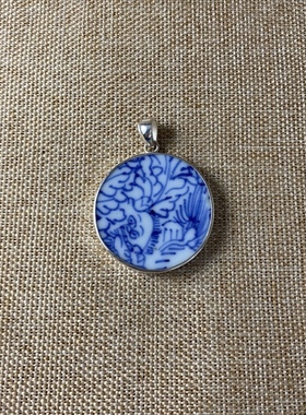 古瓷首饰 青花瓷吊坠 挂件 925银 饰品 配饰 手工饰品 流行 男女