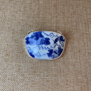古瓷首饰 青花瓷吊坠 老瓷片挂件 925银 手工饰品 简约 流行 新品