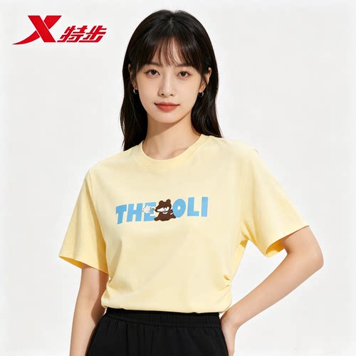 特步小熊奥力联名女圆领短T2026