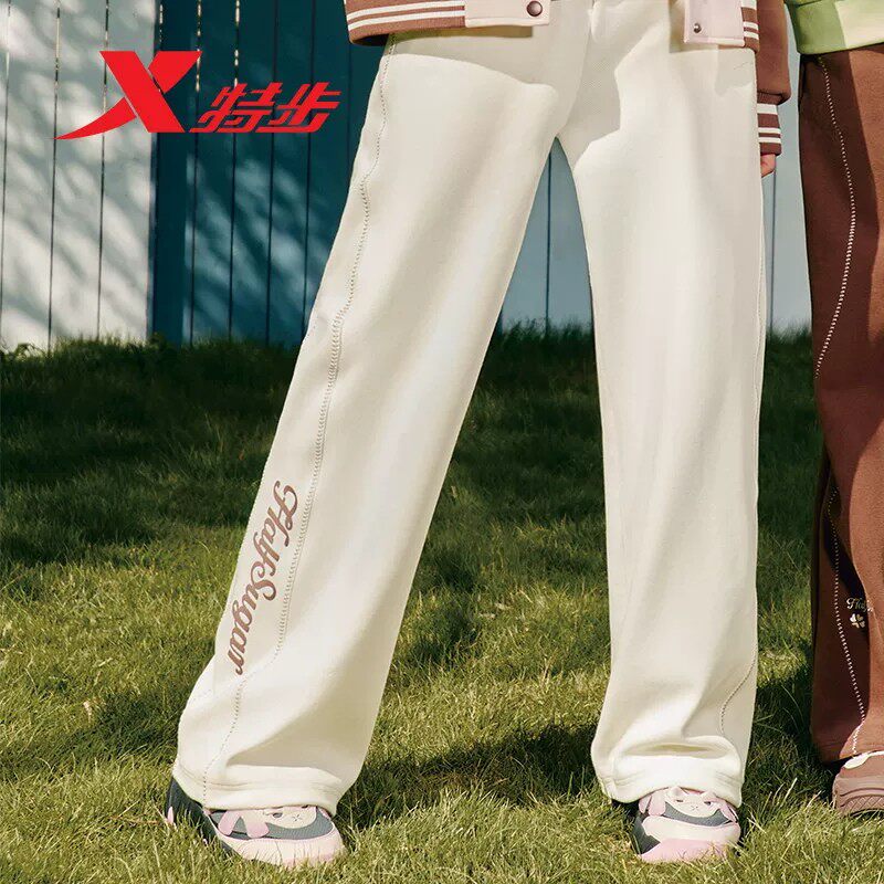 特步生活休闲阔腿裤针织裤女2026春季新款宽松运动裤974128630272