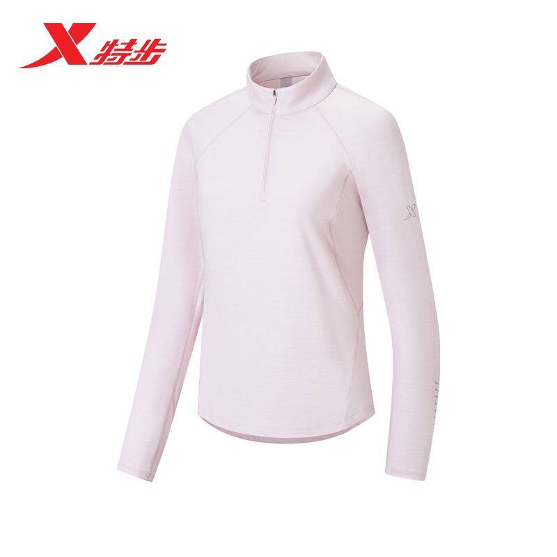 特步全民畅跑长袖T恤女2026春季新款训练服运动上衣974128030084