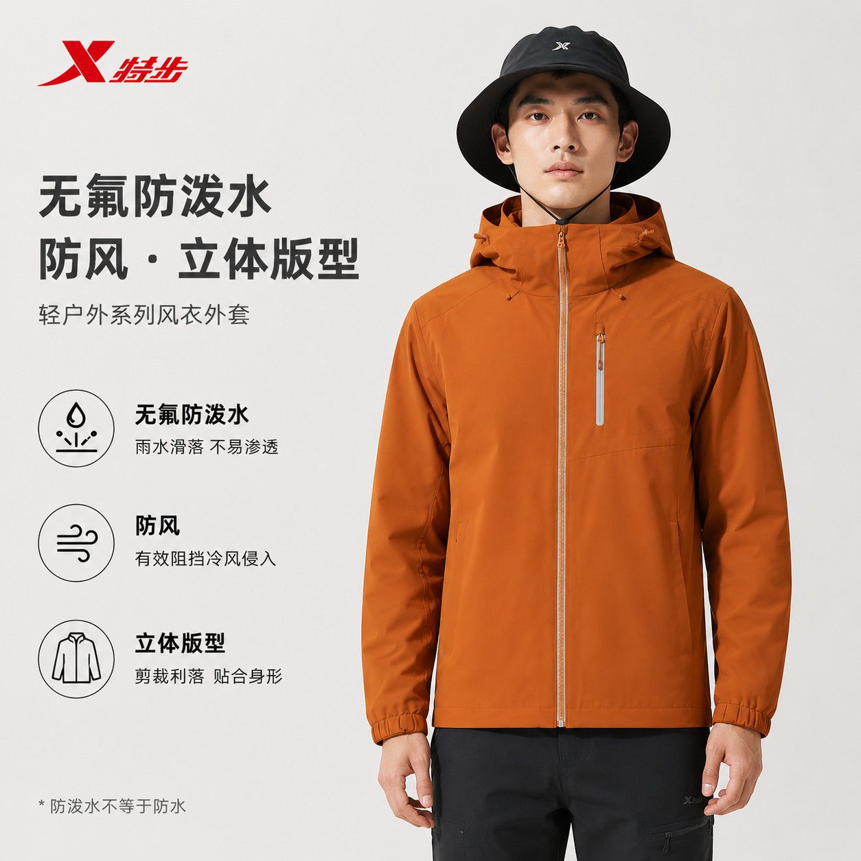 特步户外双层风衣男外套2026秋季新款宽松梭织薄外套974329150294