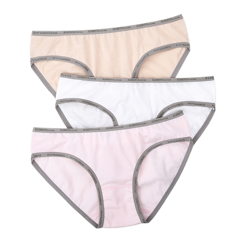 棉棉元素纯色中低腰纯棉内裤